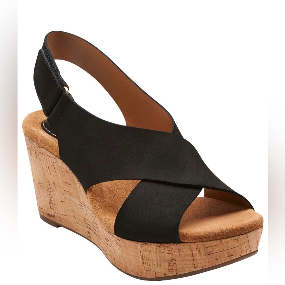 Clarks Artisan Black Wedge size 8